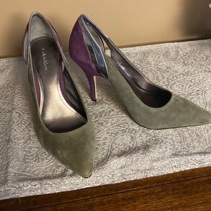 Calvin Klein Grey and Purple Heels
